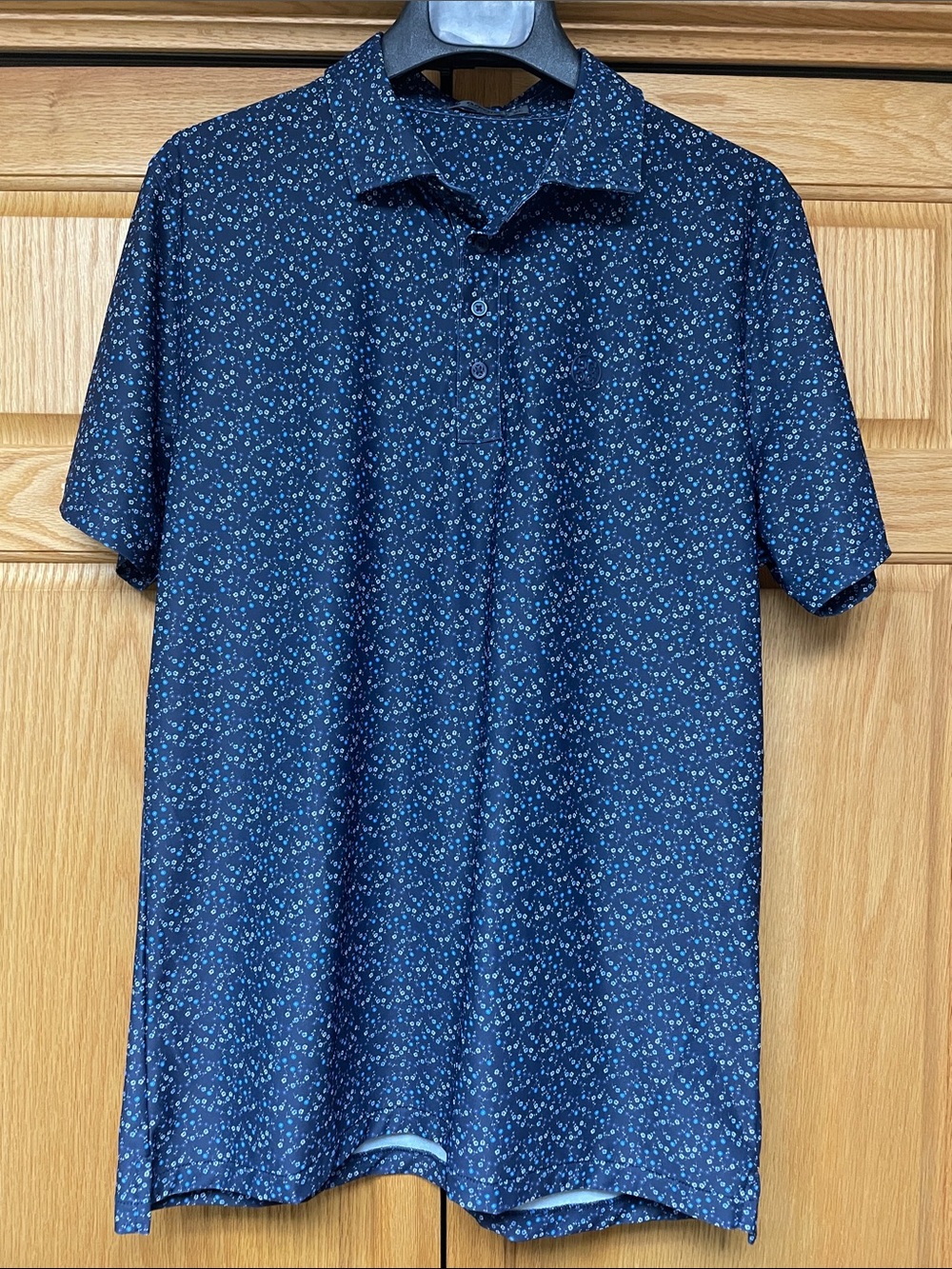 G/FORE Navy Polo with Micro Floral Print - Size XL